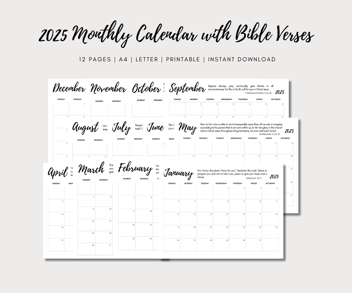 Free Printable Calendar 2025 Bible Verse