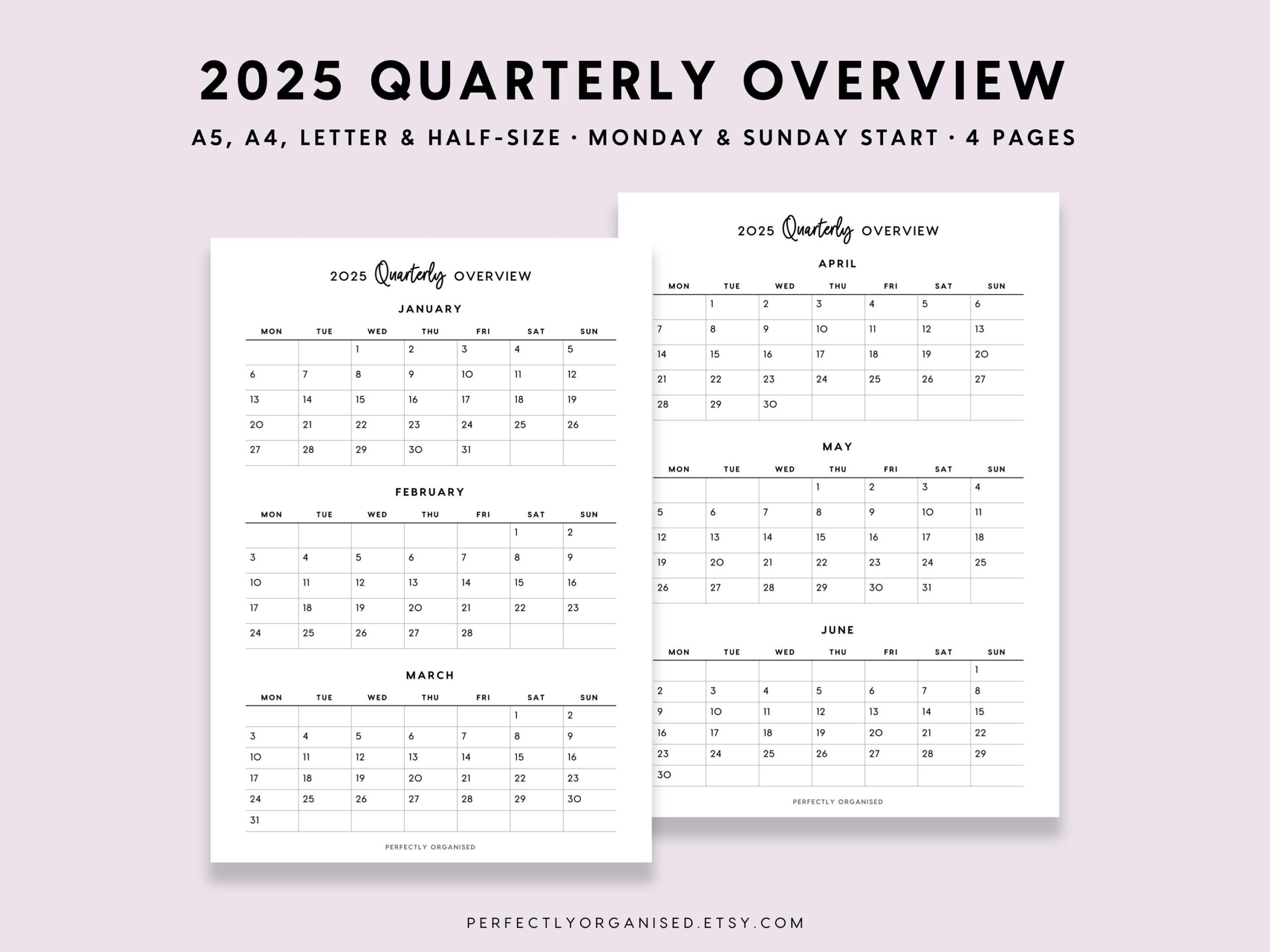 Free Printable Calendar 2025 Quarterly
