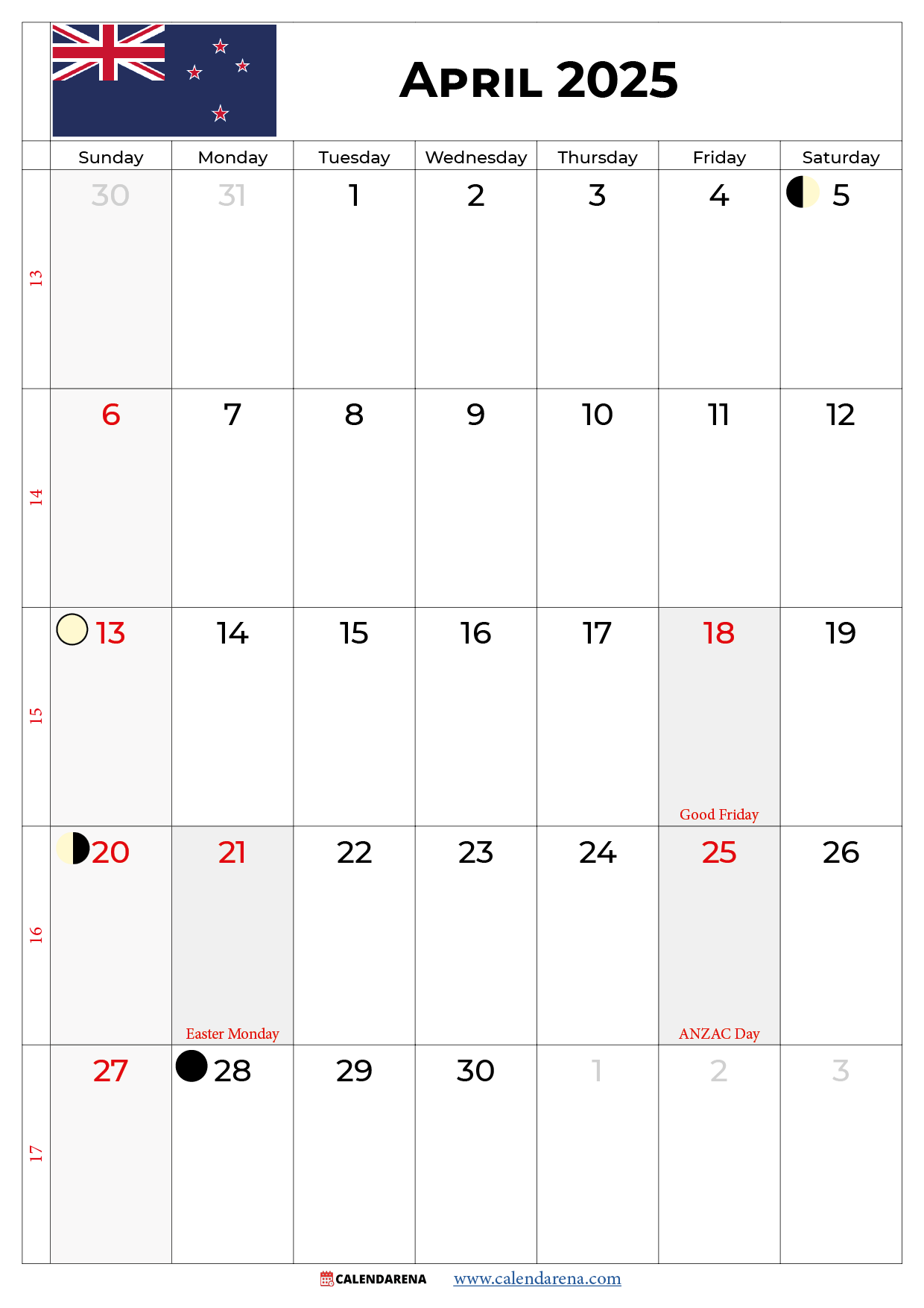 April Calendar 2025 Nz With Holidays