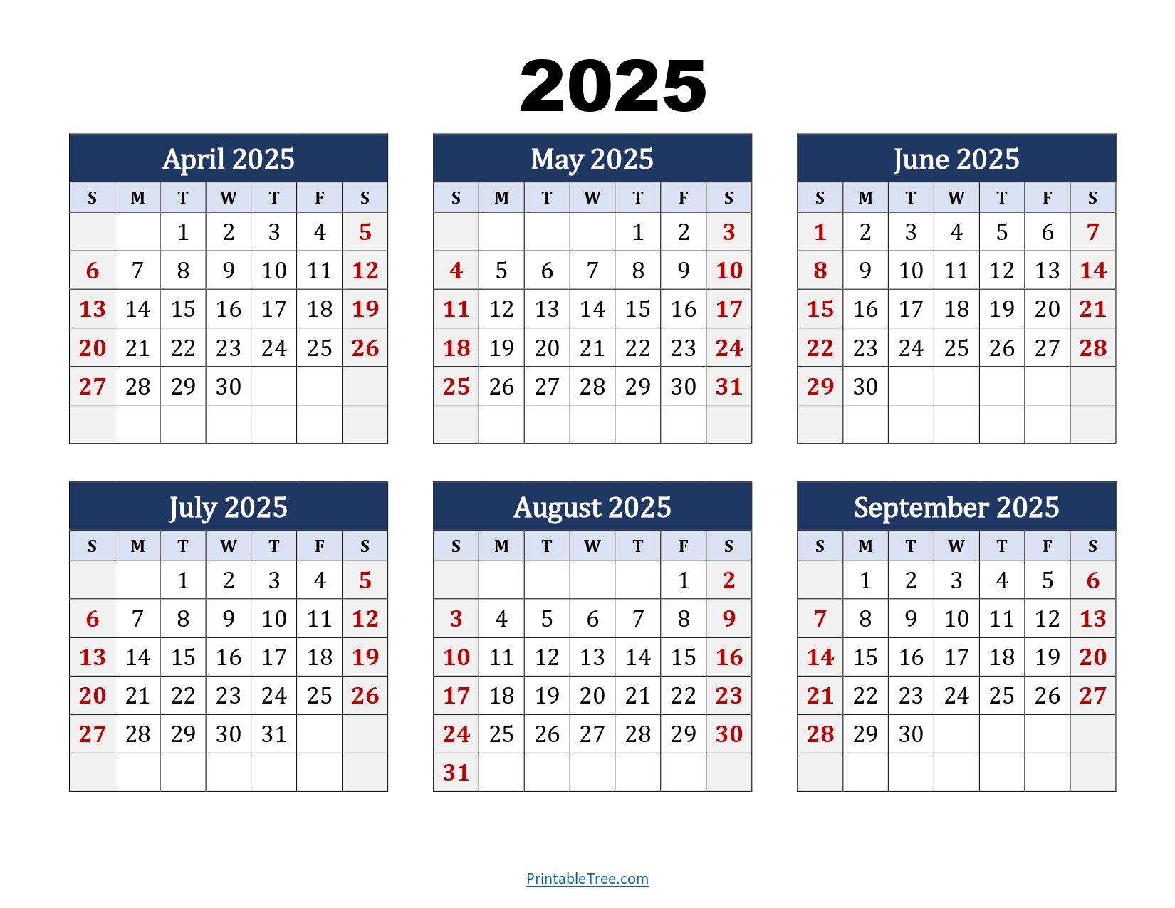 September Through December 2025 Calendar