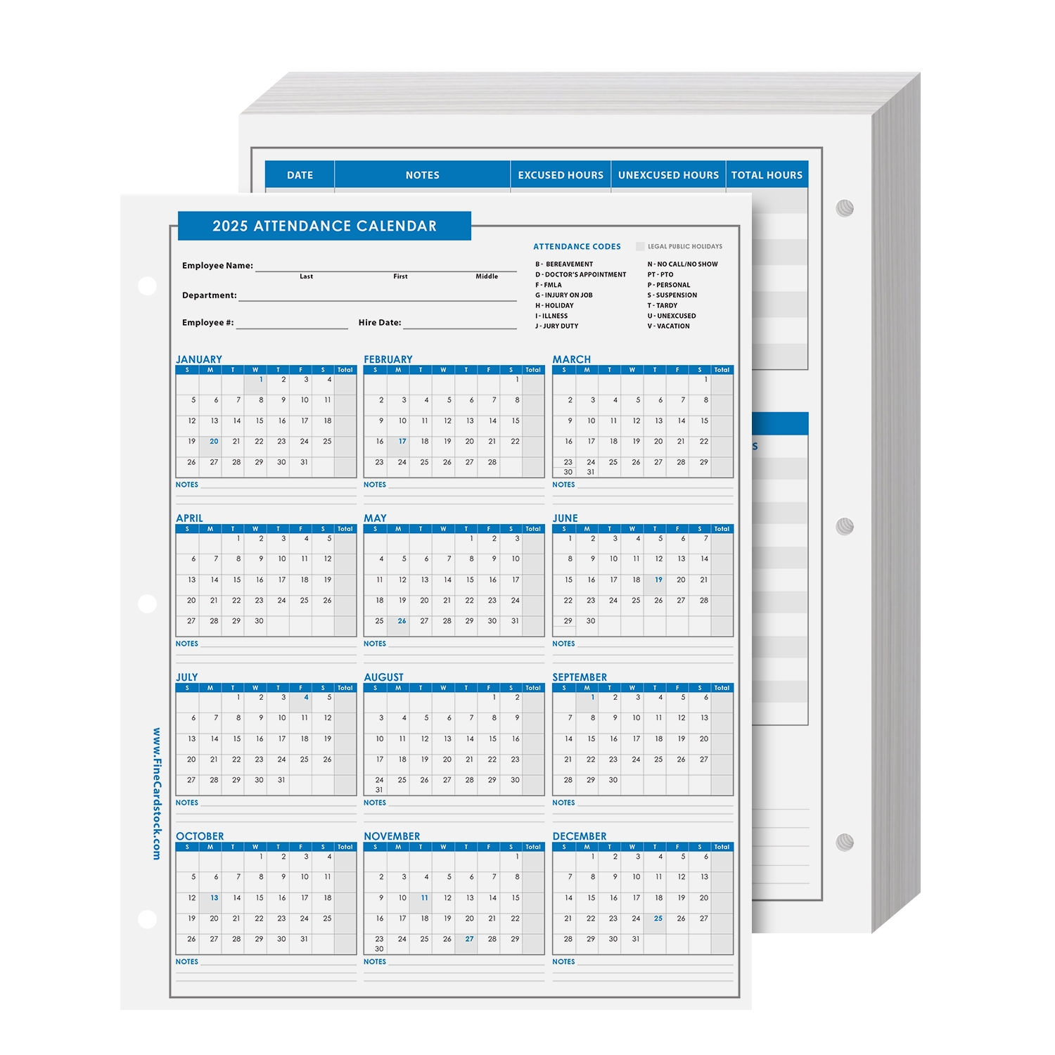 2025 Attendance Calendar Template