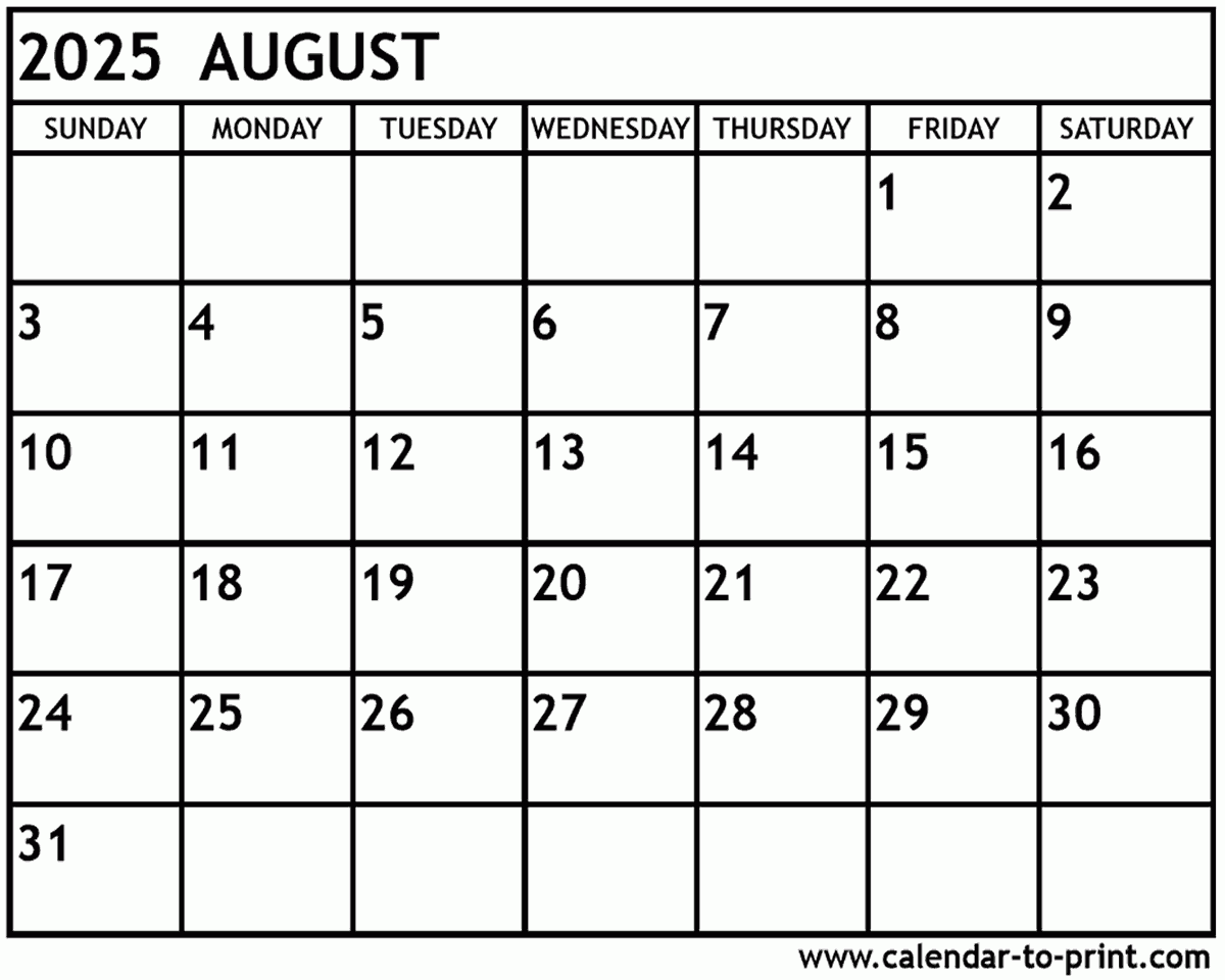 Printable Calendar For June July August 2025