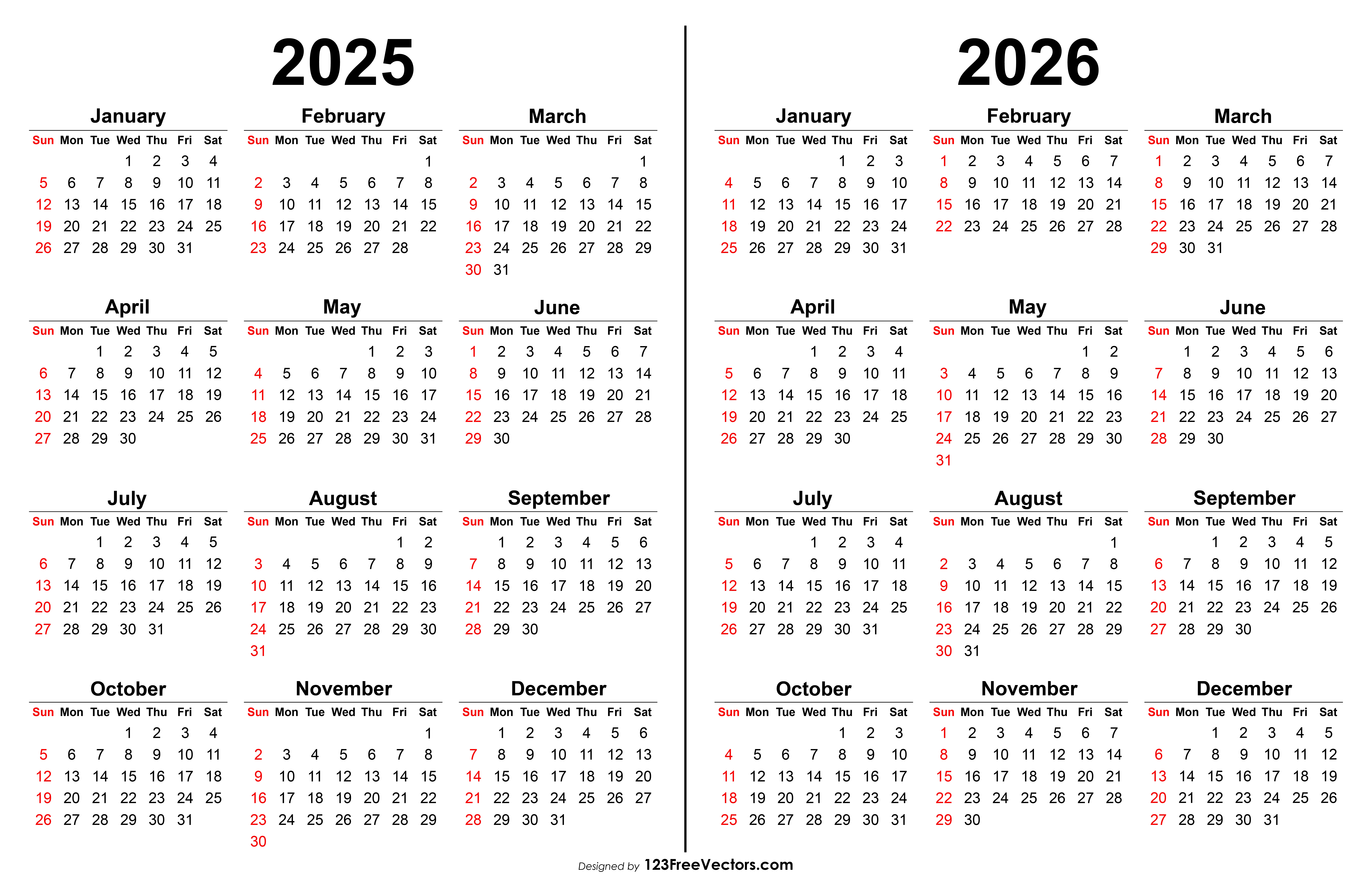 Free Download 2025 2026 Calendar