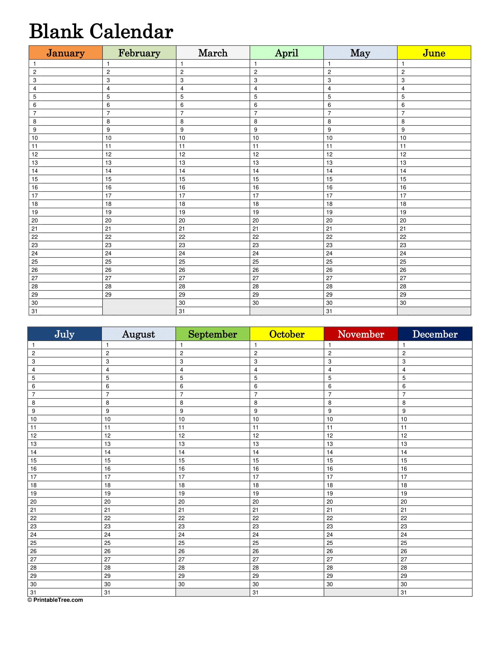 Free Printable 2025 Blank Calendar Pages