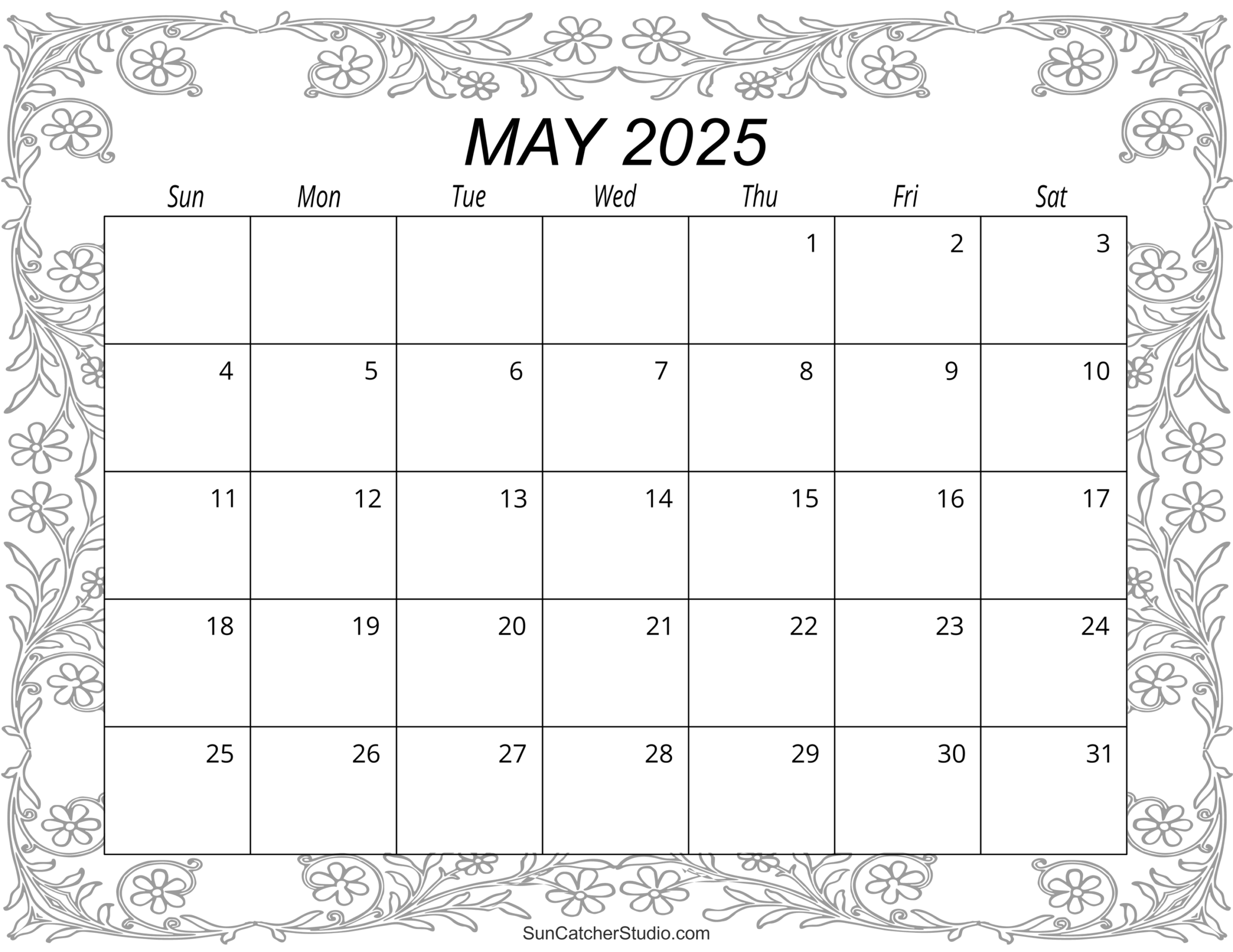 Free Printable Calendar 2025 May Through December