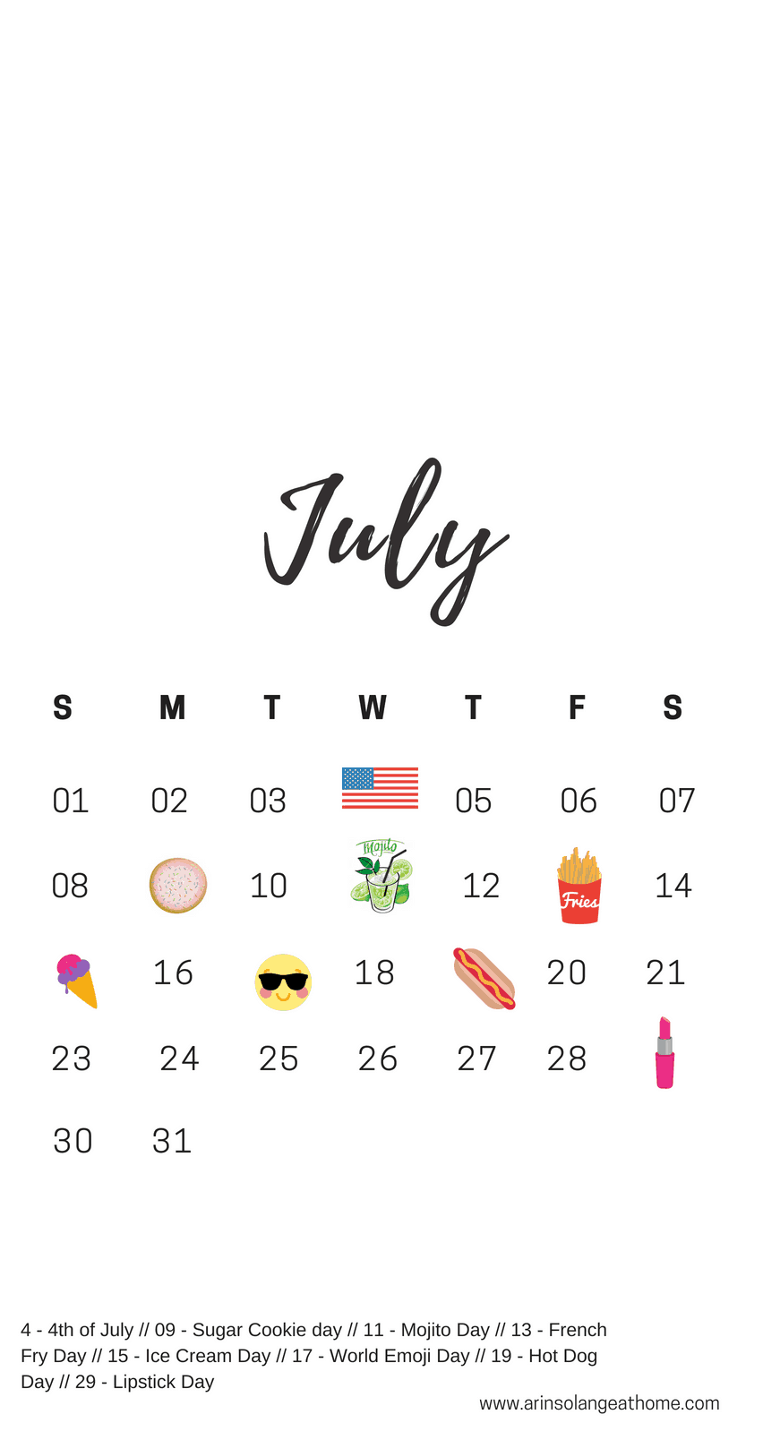 National Days Calendar July 2025