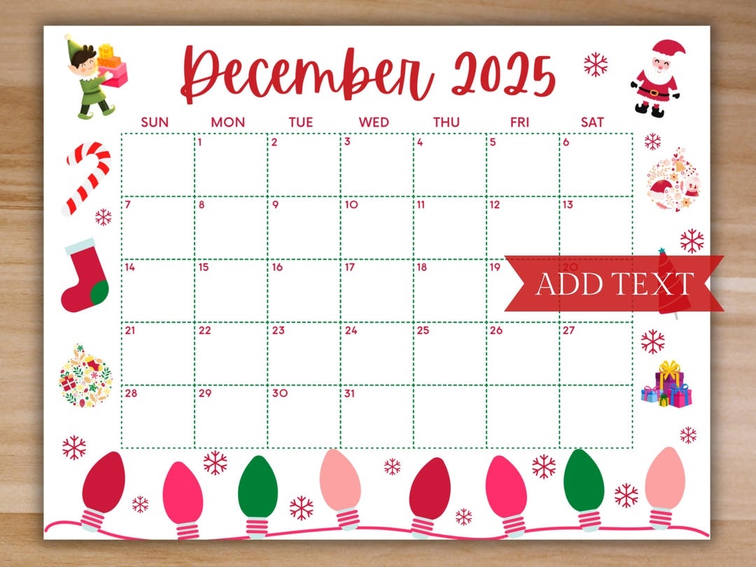 Calendar December 2025 Printable Free