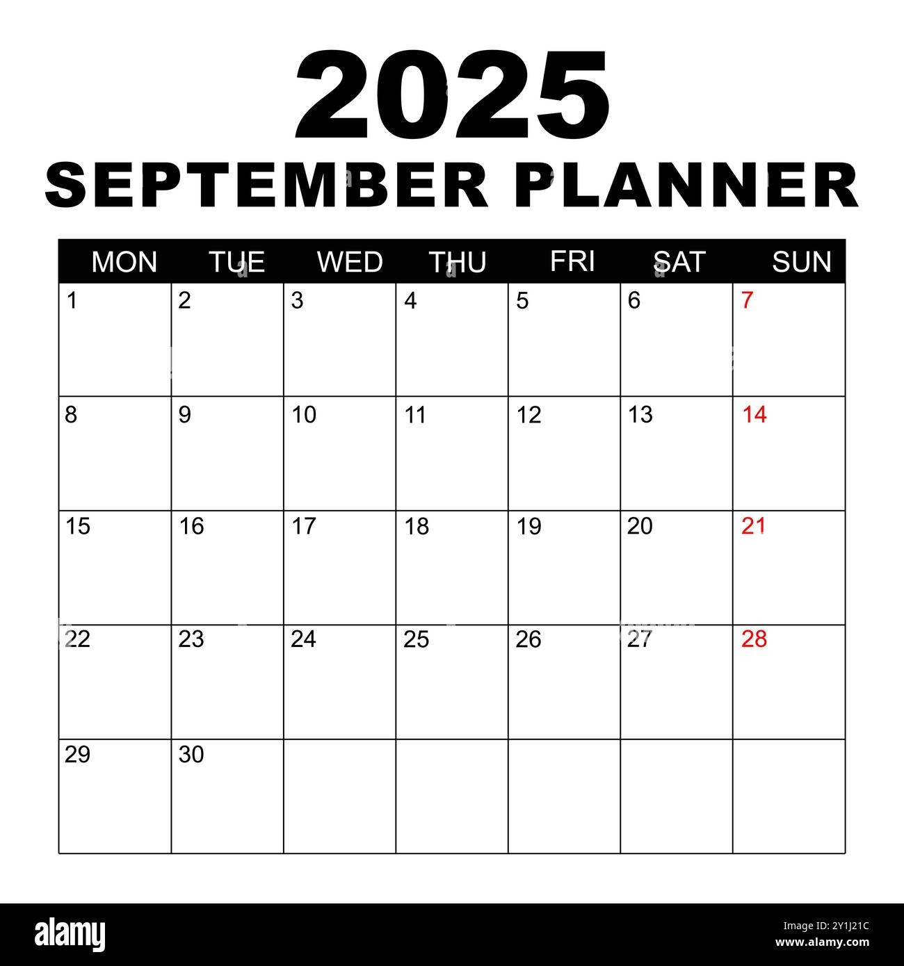 September 2025 Monthly Calendar