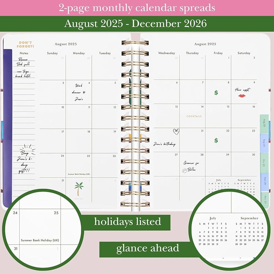 Amazon Kate Spade New York Daily Planner 2025 2026 Large Agenda August 2025 December 2026 Hardcover Weekly And Monthly Spiral Planner With Stickers Charmed Library Office Products
